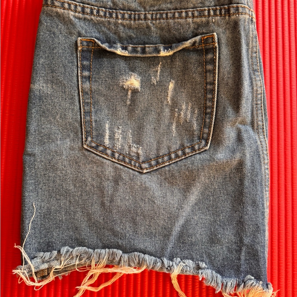 Denim Distressed Skirt - Picture 5 of 7